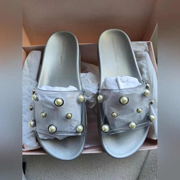 Sophia Webster, Dina Gem Slide, Silver & Pearl, Size 8/39 - NIB! - Picture 8 of 12